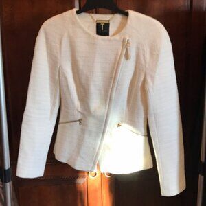 Ted Baker Ayeleen cream textured moto jacket zip up